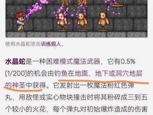 泰拉瑞亚水晶蛇攻略大揭秘：详细解读水晶蛇获取方法与技巧