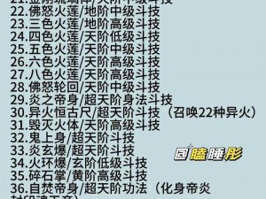 斗破苍穹全系列斗技详解：从入门到巅峰的技能解析