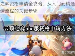 云顶之弈资格申请全攻略：从入门到精通，掌握申请流程的关键步骤