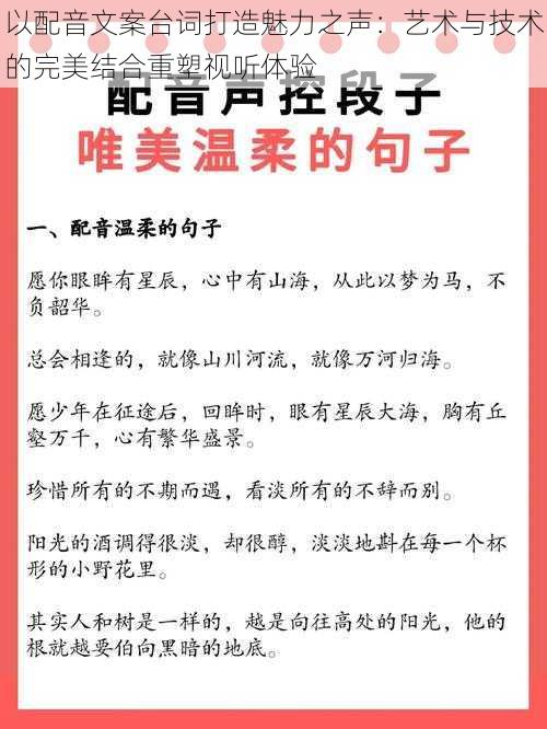 以配音文案台词打造魅力之声：艺术与技术的完美结合重塑视听体验