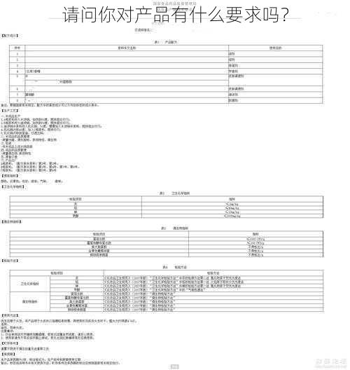 请问你对产品有什么要求吗？