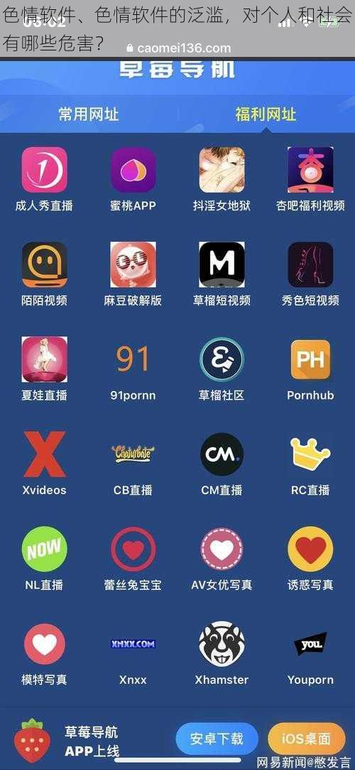 色情软件、色情软件的泛滥，对个人和社会有哪些危害？