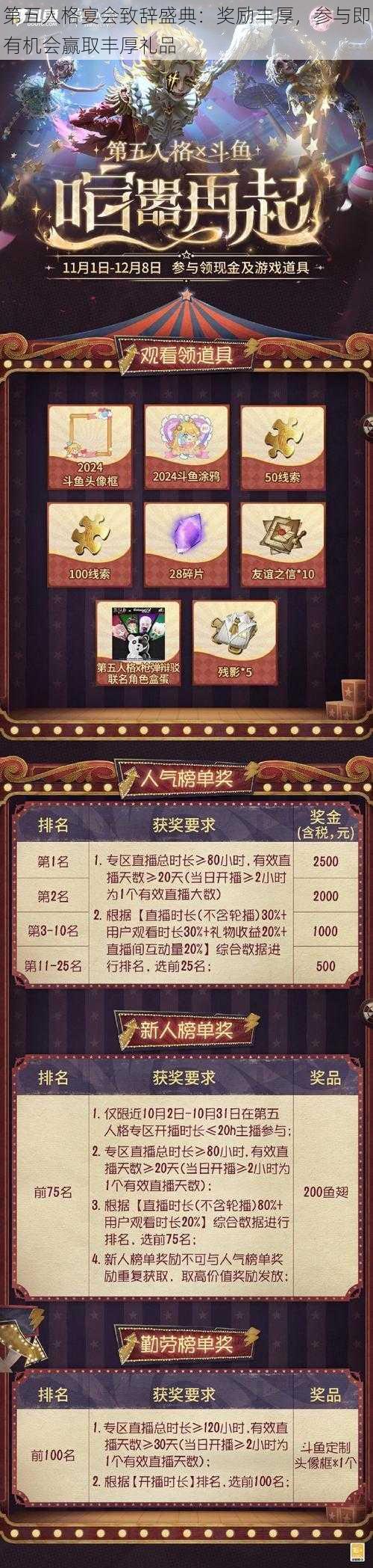 第五人格宴会致辞盛典：奖励丰厚，参与即有机会赢取丰厚礼品