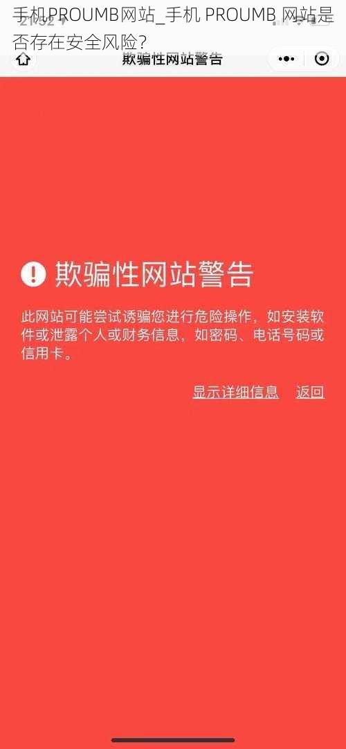 手机PROUMB网站_手机 PROUMB 网站是否存在安全风险？