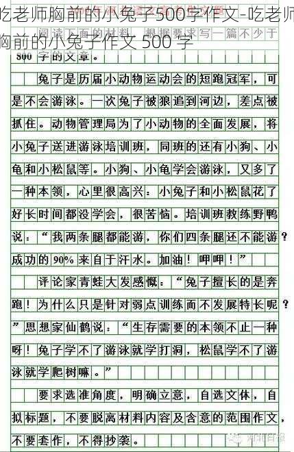 吃老师胸前的小兔子500字作文-吃老师胸前的小兔子作文 500 字