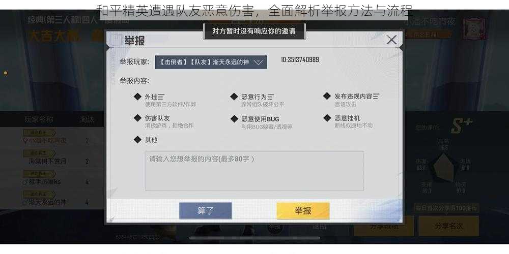 和平精英遭遇队友恶意伤害，全面解析举报方法与流程