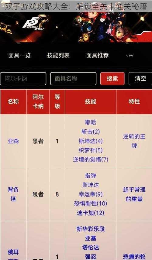 双子游戏攻略大全：解锁全关卡通关秘籍