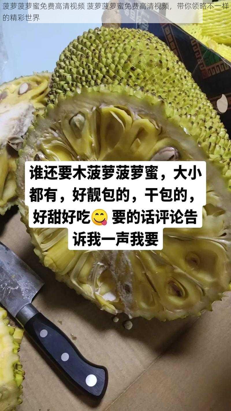 菠萝菠萝蜜免费高清视频 菠萝菠萝蜜免费高清视频，带你领略不一样的精彩世界