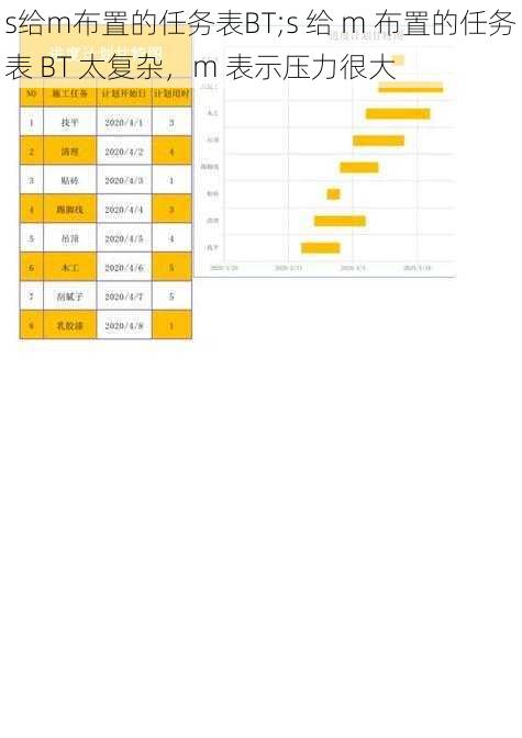s给m布置的任务表BT;s 给 m 布置的任务表 BT 太复杂，m 表示压力很大