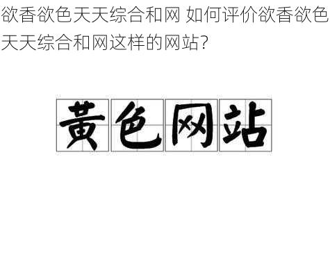 欲香欲色天天综合和网 如何评价欲香欲色天天综合和网这样的网站？