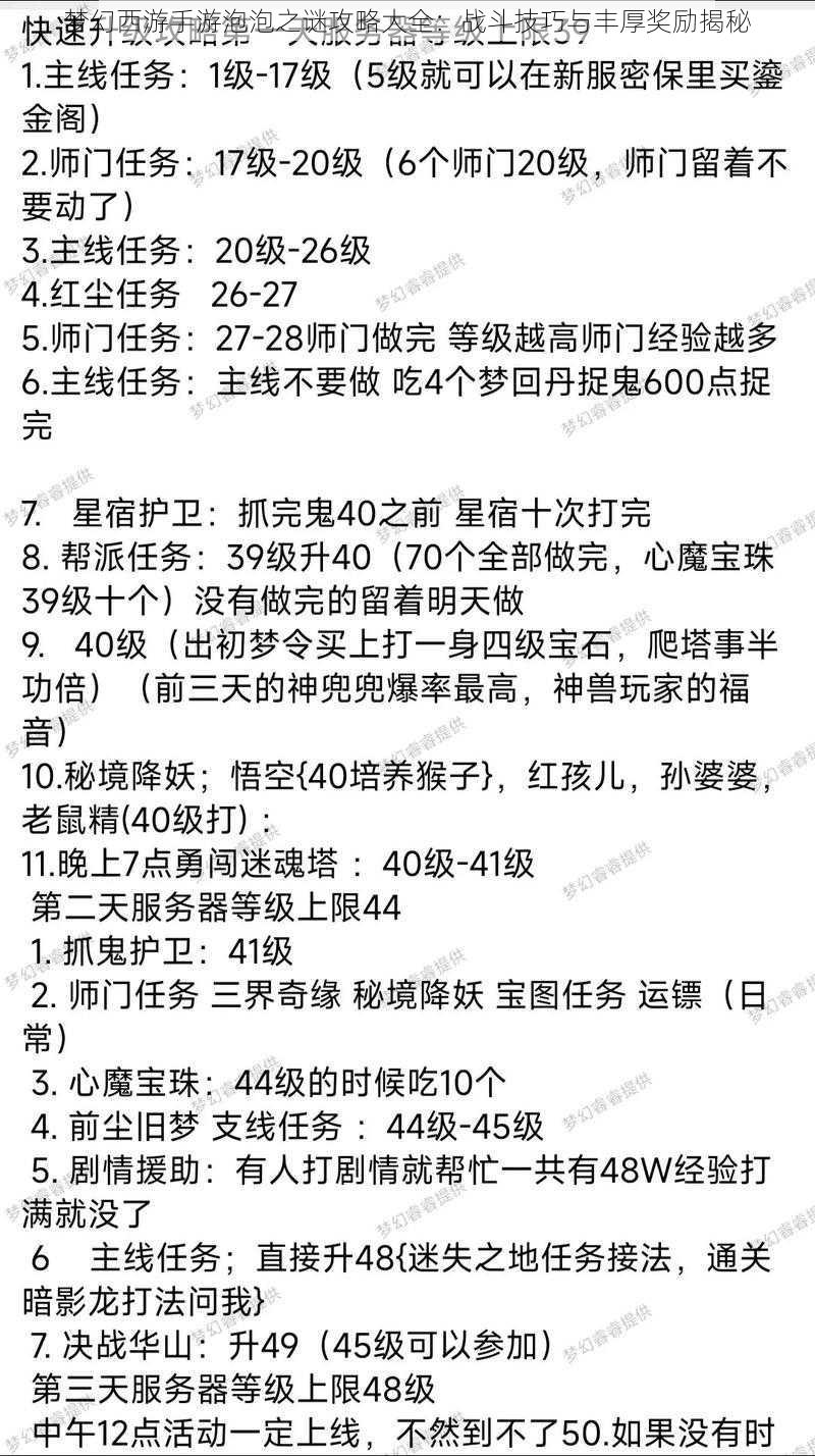 梦幻西游手游泡泡之谜攻略大全：战斗技巧与丰厚奖励揭秘