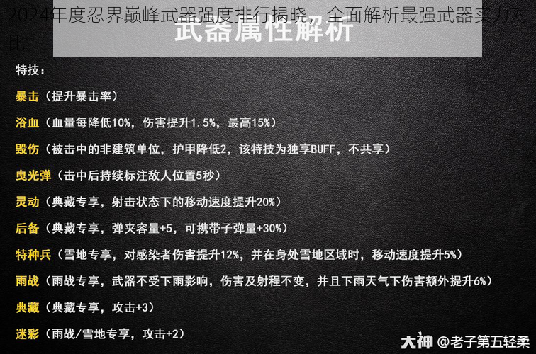 2024年度忍界巅峰武器强度排行揭晓，全面解析最强武器实力对比