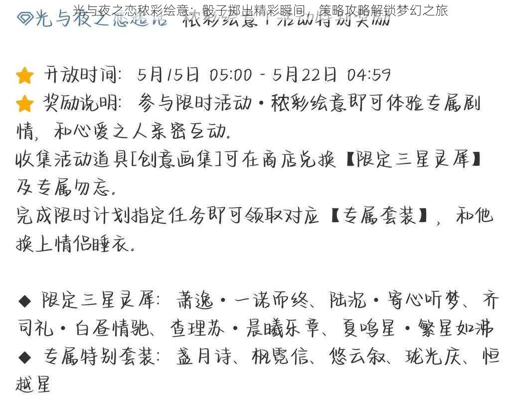 光与夜之恋秾彩绘意：骰子掷出精彩瞬间，策略攻略解锁梦幻之旅